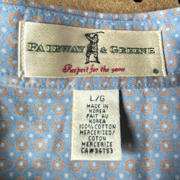 NWT Fairway & Greene Hammond Golf Polo Shirt Printed Lisle Dawn Blue Large Men - Picture 6 of 9